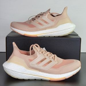 Adidas Originals Ultraboost 21 Boost Peach Pink White Women's Running Shoes